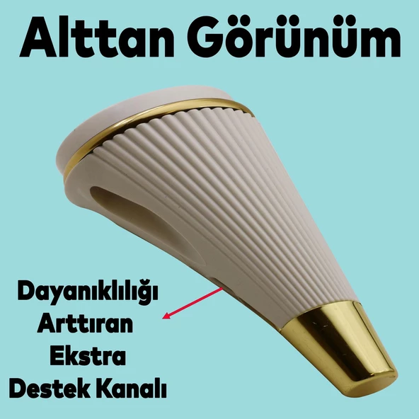 Iron Lüks Mobilya Kanepe Sehpa Tv Ünitesi Koltuk Ayağı 15 Cm Krem Gold Baza Ayakları - 4