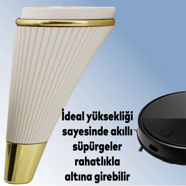 Iron Lüks Mobilya Kanepe Sehpa Tv Ünitesi Koltuk Ayağı 15 Cm Krem Gold Baza Ayakları - 2