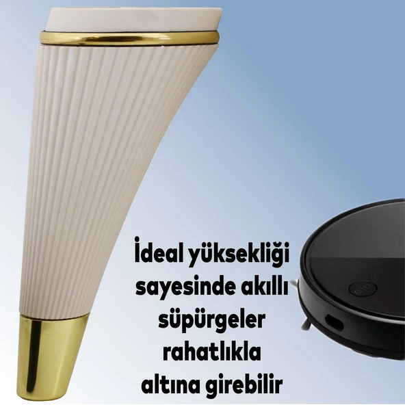 Iron Lüks Mobilya Kanepe Tv Ünitesi Konsol Koltuk Ayağı 19 Cm Krem Gold Ayakları - 2