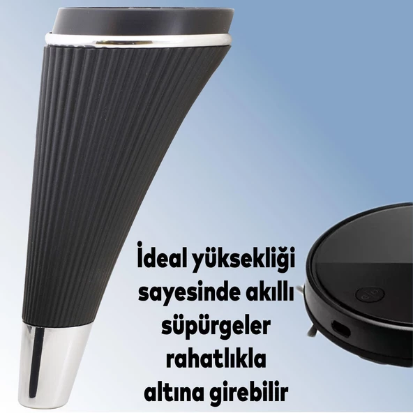 Iron Lüks Mobilya Kanepe Tv Ünitesi Konsol Koltuk Ayağı 19 Cm Siyah Krom Ayakları - 2