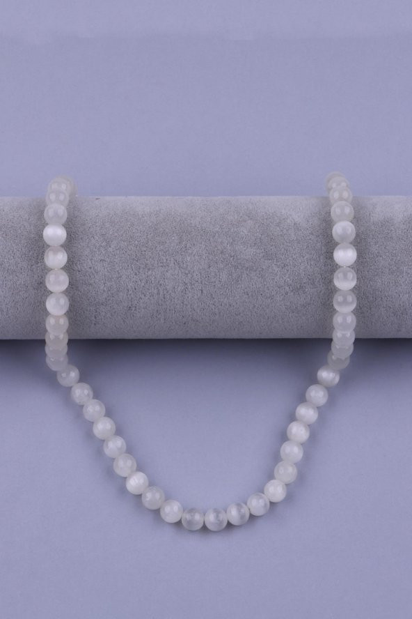 Selenit ( AB Kalite ) Doğal Taş Dizi 8 mm Küre Kesim - Resim 2