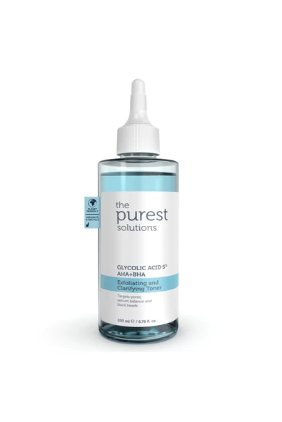 The Purest Solutions Glycolic Acid 5 AHA + BHA Gözenek Sıkılaştırıcı ve Arındırıcı Tonik 200 ml