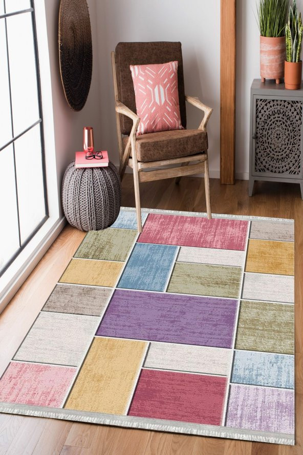 Homier Collection Kilim ve Yolluk Yıkanabilir Kaymaz Taban Antibakteriyel  PW-8068A