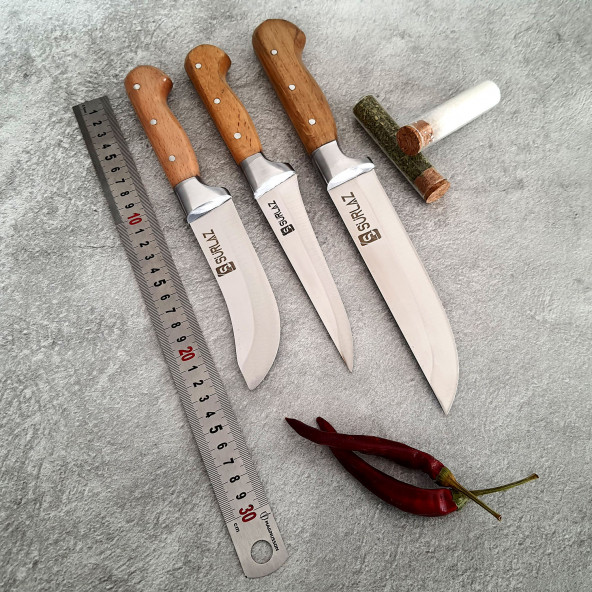 SürLaz Sürmene Keskin Bıçak Seti 3'lü Mutfak Bıçakları