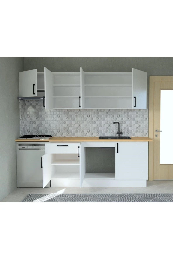 Mobilique Beyaz Tezgahsız Hazır Mutfak 240cm - 2