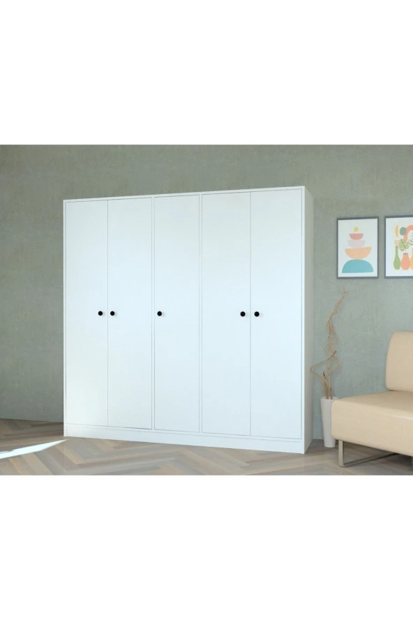 Mobilique Beş Kapaklı Anatolia Gardırop Beyaz - 2