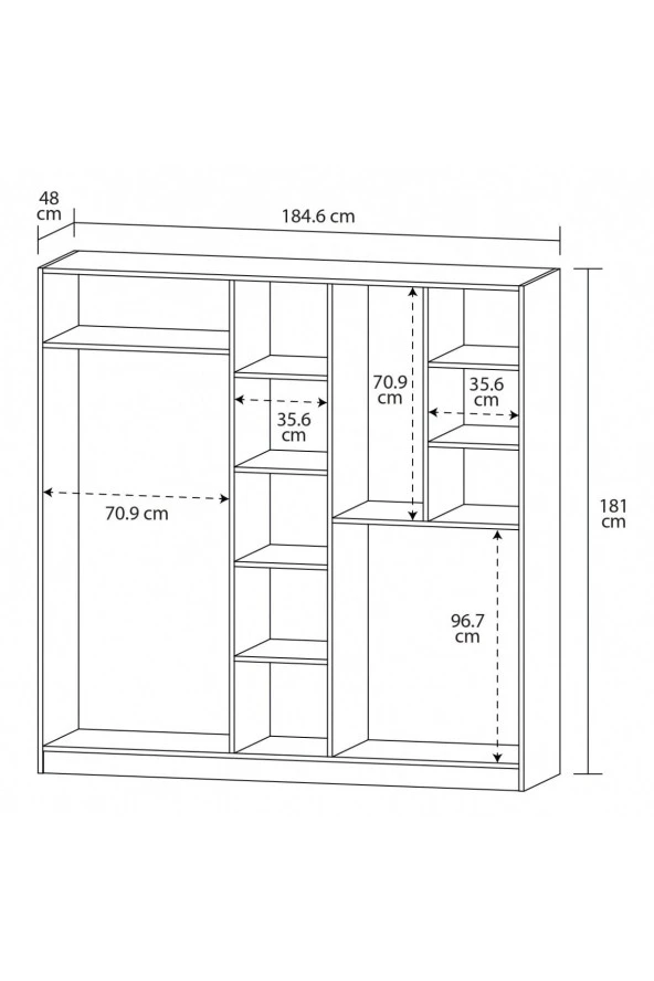 Mobilique Beş Kapaklı Anatolia Gardırop Beyaz - 3