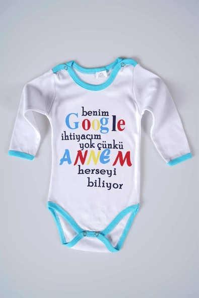 YENİ SEZON GOOGLE ANNEM YAZILI BEBEK ÇOCUK UZUN KOL PAMUK BADY ZIBIN - 5