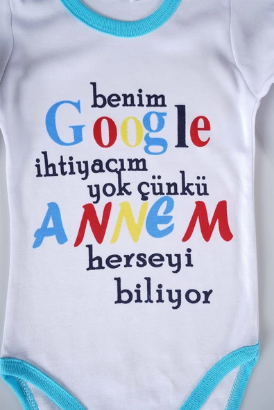 YENİ SEZON GOOGLE ANNEM YAZILI BEBEK ÇOCUK UZUN KOL PAMUK BADY ZIBIN - 6