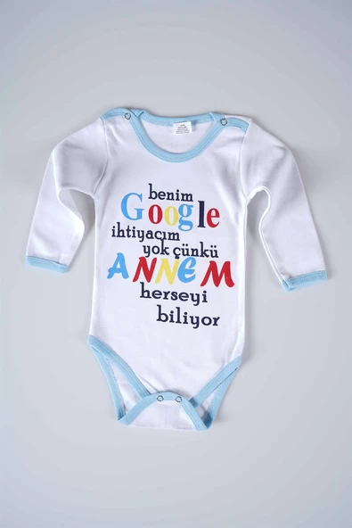 YENİ SEZON GOOGLE ANNEM YAZILI BEBEK ÇOCUK UZUN KOL PAMUK BADY ZIBIN - 7