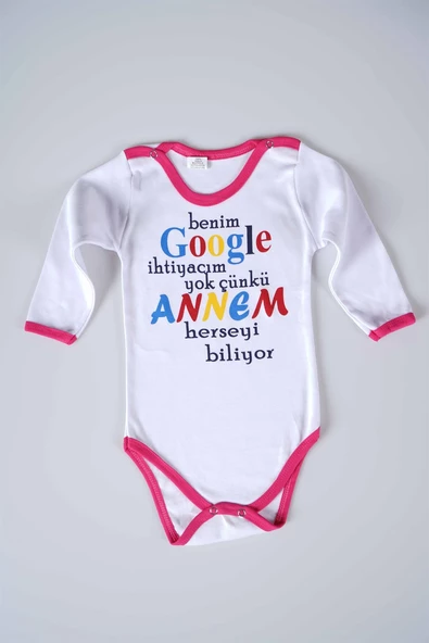 YENİ SEZON GOOGLE ANNEM YAZILI BEBEK ÇOCUK UZUN KOL PAMUK BADY ZIBIN - 11