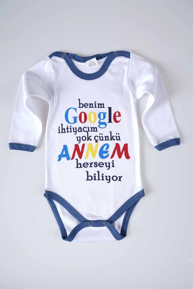 YENİ SEZON GOOGLE ANNEM YAZILI BEBEK ÇOCUK UZUN KOL PAMUK BADY ZIBIN - 9