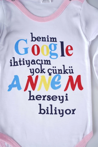 YENİ SEZON GOOGLE ANNEM YAZILI BEBEK ÇOCUK UZUN KOL PAMUK BADY ZIBIN - 4