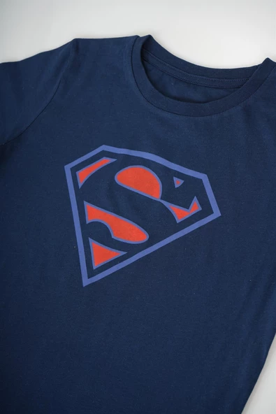 ERKEK ÇOCUK LACİVERT SUPERMAN BASKILI PAMUK TİŞÖRT - 2