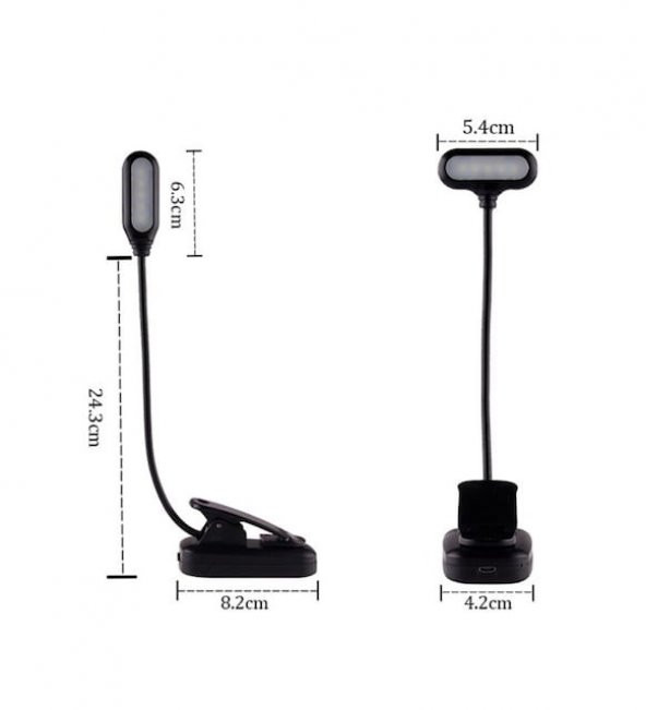 Klipsli Kitap Okuma Işığı Led Kitap Arası Okuma 3 Ledli Mandallı Lamba Beyaz Işık Masa LambasI + PİL - 2