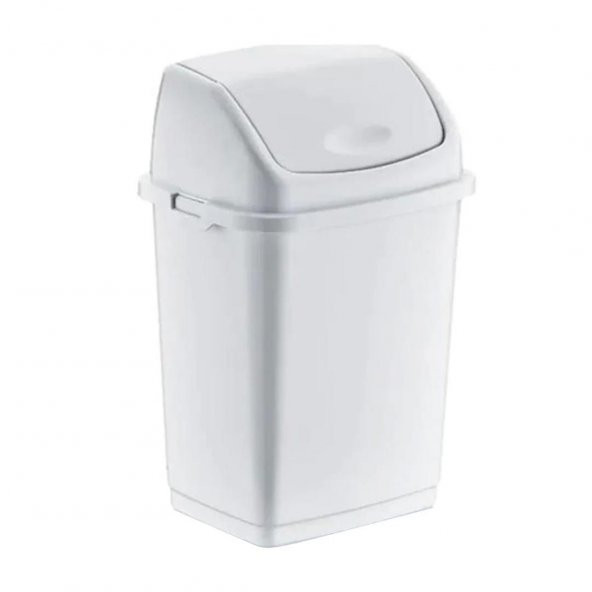 Sallanır Kapak İtmeli Çöp Kovası Kutusu - 50 Litre - Beyaz - 68x41x33 Cm.