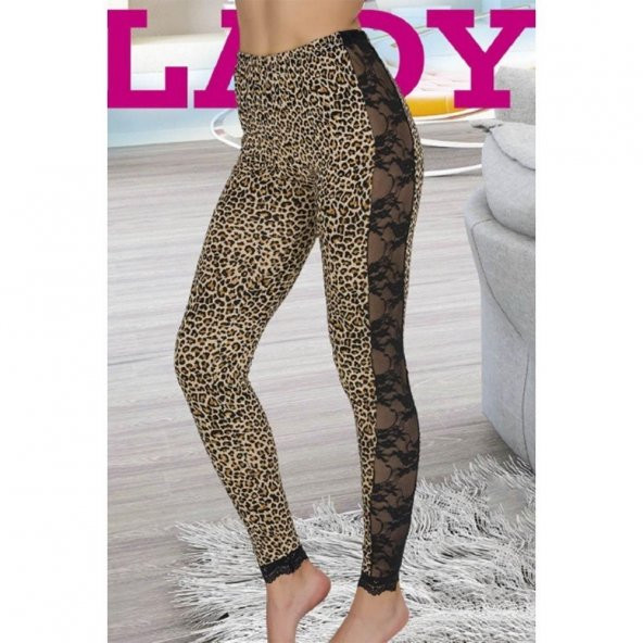 Lady 8198 Standart 42-42 Beden Leopar Desenli Tayt