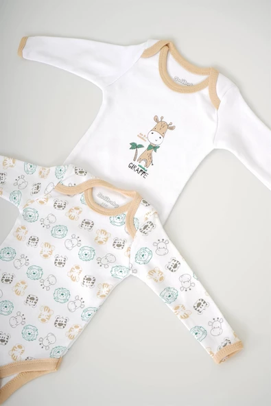 ERKEK BEBEK 2Lİ PAMUK DESENLİ UZUN KOL ZIBIN BADİ - 9