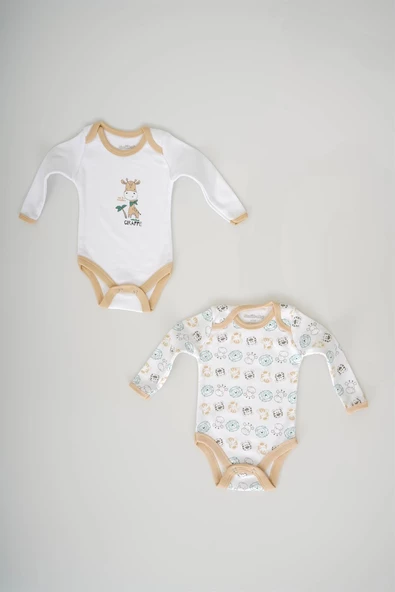ERKEK BEBEK 2Lİ PAMUK DESENLİ UZUN KOL ZIBIN BADİ - 6