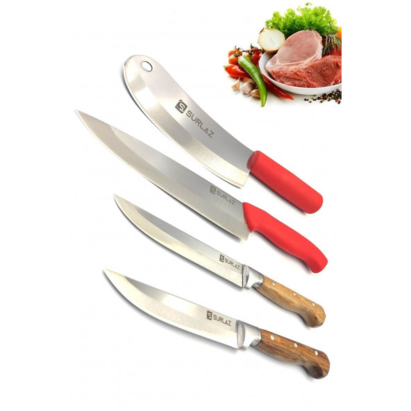 SürLaz Red Mutfak Bıçağı Şef Bıçak Seti 4'lü - 2