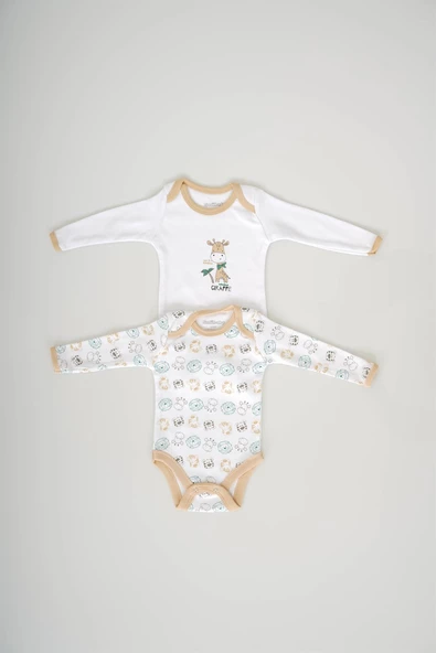 ERKEK BEBEK 2Lİ PAMUK DESENLİ UZUN KOL ZIBIN BADİ - 7