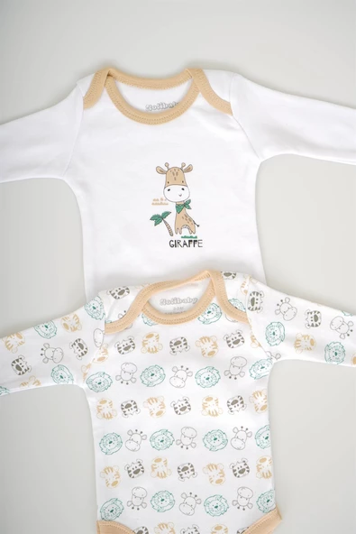 ERKEK BEBEK 2Lİ PAMUK DESENLİ UZUN KOL ZIBIN BADİ - 5