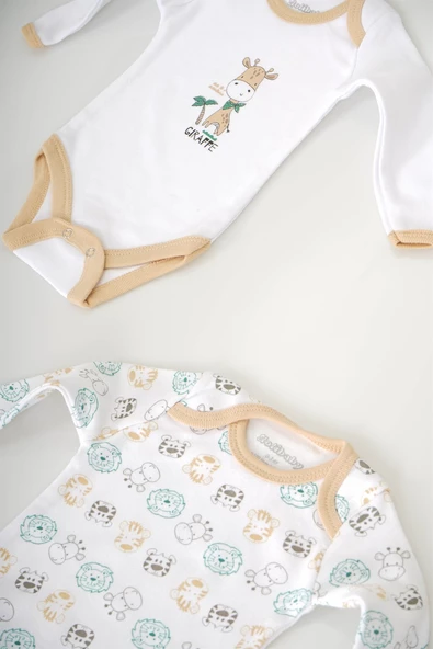 ERKEK BEBEK 2Lİ PAMUK DESENLİ UZUN KOL ZIBIN BADİ - 8