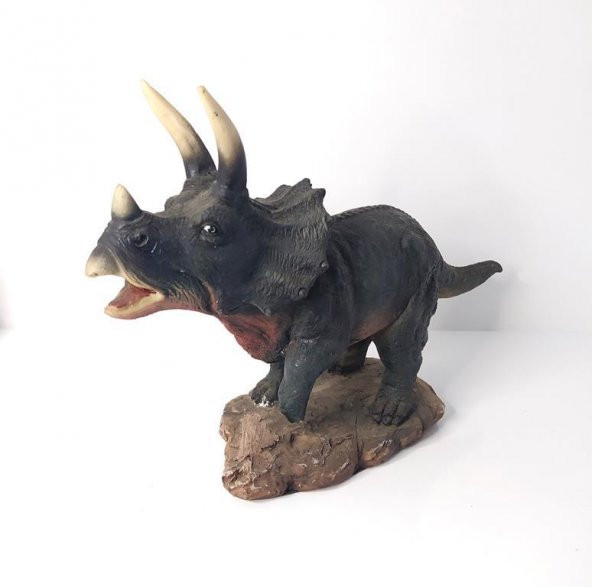 Triceratops Dinazor Hayvan Biblo Heykel Ev Ofis Dekorasyon 3D Görünümlü - 3