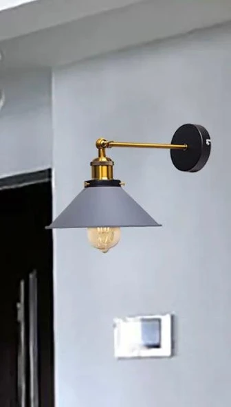 Rsylight Retro Metal Rustik Mafsallı Gri Dekoratif Duvar Aplik
