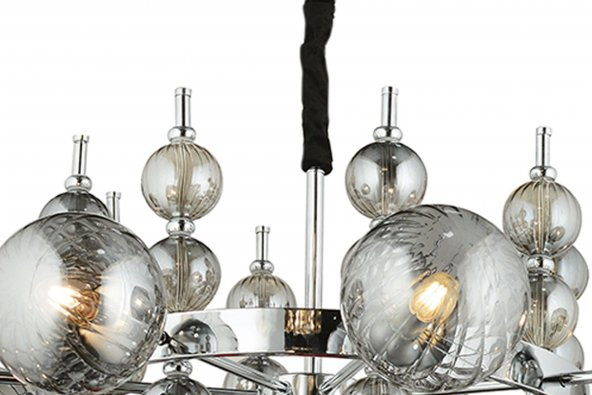 LampaLuce Regina Modern Salon Avizesi 8li Krom 65x90cm - 6