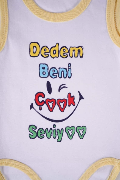 YENİ SEZON DEDEM BENİ ÇOK SEVİYO YAZILI PAMUK BEBEK BADİ ZIBIN - 4