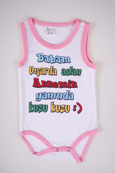 YENİ SEZON BABAM DIŞARDA ASLAN ANNEMİN YANINDA KUZU YAZILI PAMUK BEBEK BADİ ZIBIN