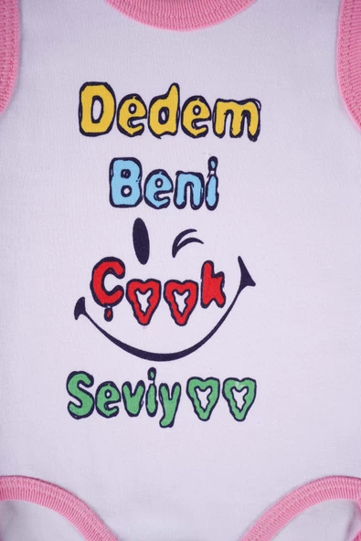 YENİ SEZON DEDEM BENİ ÇOK SEVİYO YAZILI PAMUK BEBEK BADİ ZIBIN - 2