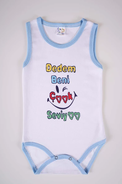 YENİ SEZON DEDEM BENİ ÇOK SEVİYO YAZILI PAMUK BEBEK BADİ ZIBIN - 5