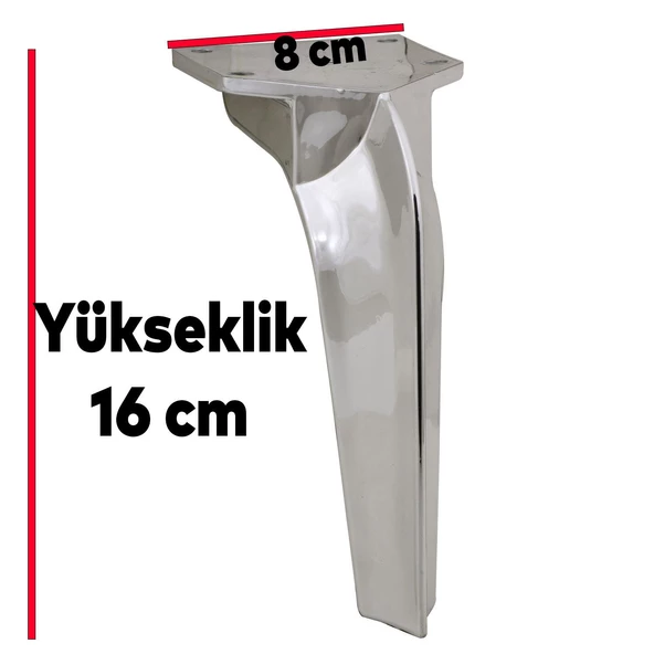 Repla Lüks Mobilya Kanepe Sehpa Tv Ünitesi Koltuk Ayağı 16 Cm Parlak Krom Baza Ayakları - Resim 5