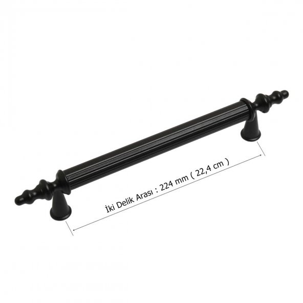 Öyküm Çizgili Rustik 224 mm Mat Siyah Mobilya Dolap Kulp - 2