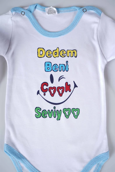 YENİ SEZON DEDEM BENİ ÇOK SEVİYO YAZILI BEBEK ÇOCUK UZUN KOL PAMUK BADY ZIBIN - 8