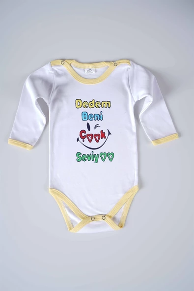 YENİ SEZON DEDEM BENİ ÇOK SEVİYO YAZILI BEBEK ÇOCUK UZUN KOL PAMUK BADY ZIBIN - 2