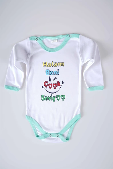 YENİ SEZON HALAM BENİ ÇOK SEVİYO YAZILI BEBEK ÇOCUK UZUN KOL PAMUK BADY ZIBIN