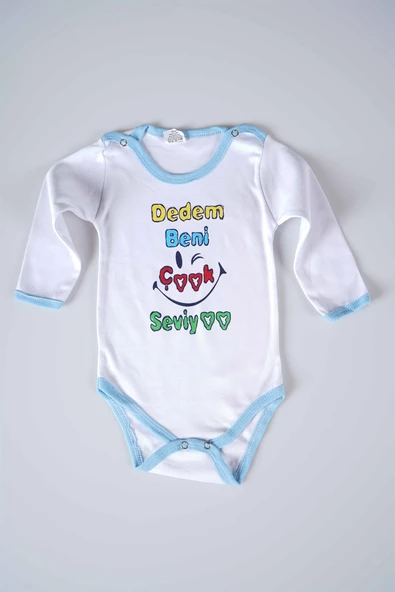 YENİ SEZON DEDEM BENİ ÇOK SEVİYO YAZILI BEBEK ÇOCUK UZUN KOL PAMUK BADY ZIBIN - 5