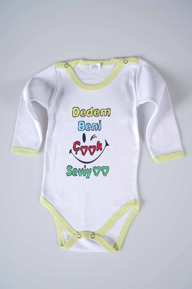 YENİ SEZON DEDEM BENİ ÇOK SEVİYO YAZILI BEBEK ÇOCUK UZUN KOL PAMUK BADY ZIBIN - 11