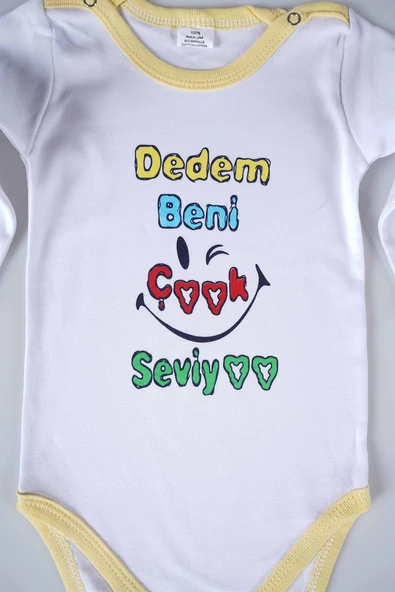 YENİ SEZON DEDEM BENİ ÇOK SEVİYO YAZILI BEBEK ÇOCUK UZUN KOL PAMUK BADY ZIBIN