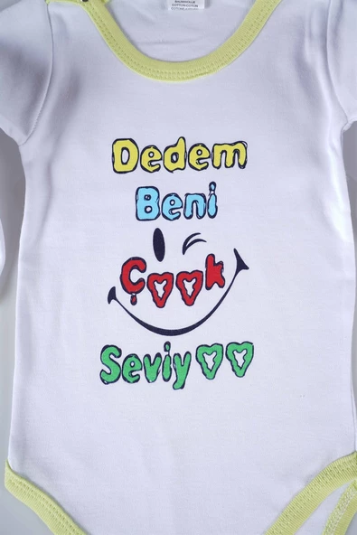 YENİ SEZON DEDEM BENİ ÇOK SEVİYO YAZILI BEBEK ÇOCUK UZUN KOL PAMUK BADY ZIBIN - 10
