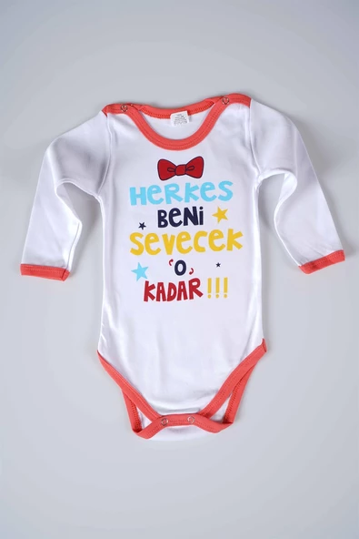 YENİ SEZON HERKES BENİ SEVECEK YAZILI BEBEK ÇOCUK UZUN KOL PAMUK BADY ZIBIN - 5