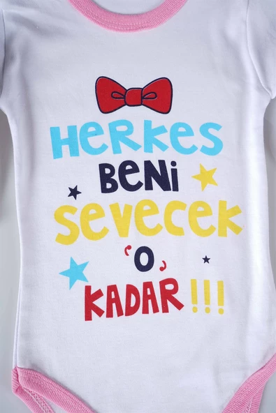 YENİ SEZON HERKES BENİ SEVECEK YAZILI BEBEK ÇOCUK UZUN KOL PAMUK BADY ZIBIN - 4