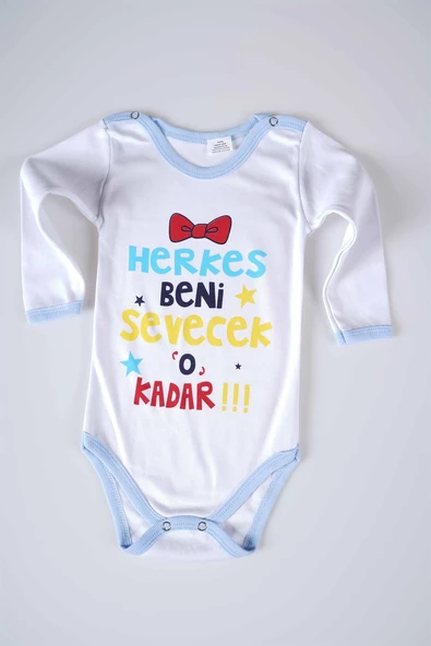 YENİ SEZON HERKES BENİ SEVECEK YAZILI BEBEK ÇOCUK UZUN KOL PAMUK BADY ZIBIN - 7