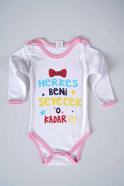 YENİ SEZON HERKES BENİ SEVECEK YAZILI BEBEK ÇOCUK UZUN KOL PAMUK BADY ZIBIN - 3