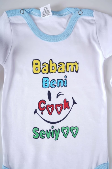 YENİ SEZON BABAM BENİ ÇOK SEVİYO YAZILI BEBEK ÇOCUK UZUN KOL PAMUK BADY ZIBIN - 8