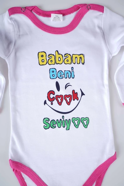 YENİ SEZON BABAM BENİ ÇOK SEVİYO YAZILI BEBEK ÇOCUK UZUN KOL PAMUK BADY ZIBIN - 10