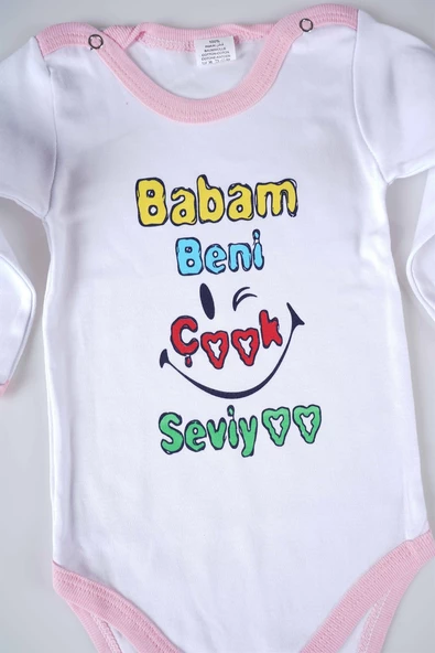 YENİ SEZON BABAM BENİ ÇOK SEVİYO YAZILI BEBEK ÇOCUK UZUN KOL PAMUK BADY ZIBIN - 4